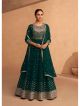 Green Ethnic Wear Georgette Gown With Dupatta