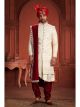 Cream and Rani Wedding Sherwani