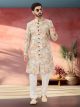 Cream Linen Nawabi Indo Western Sherwani