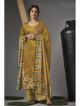Yellow pure velvet with placement embroidery suit