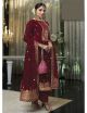 Maroon Viscose Silk Jacquard Suit