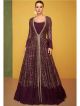 Wine color indo-western jacket style gown
