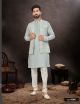 Light Grey Digital Jacquard Jacket 3 Pcs Set