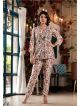 Beige Printed Co Ord Suit for Women