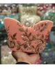 Peach Butterfly Shaped Hand Embroidered Clutch