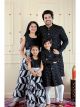 Black and White Gown with Sequins Kurta Pajama Family Matching Outfit Set