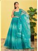Turquoise Organza Partywear Lehenga