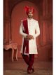 Cream and Rani Wedding Sherwani