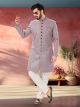 Onion Pink Woven Jacquard Nawabi Indo Western Sherwani