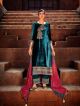 Teal pure viscose velvet with embroidery suit