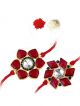 Exquisite Gold Plated Floral Rakhi Set Combo (Set of 2 ) with Roli Chawal