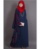 Navy Blue embroidered Butterfly Sleeve Party Abaya
