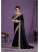 Black Satin Silk Wedding Saree