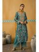 Turquoise Pure Velvet with Digital Print with Embroidery Suit