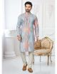 Peach & Blue Printed Cotton Kurta Pajama