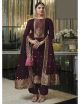 Wine Viscose Silk Jacquard Suit