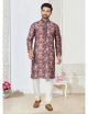 Brown and Multi Digital Printed Kurta Pajama