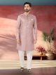 Onion Pink Woven Jacquard Nawabi Indo Western Sherwani