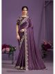Purple Crepe Satin Silk Crush Wedding Saree