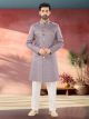 Lilac Woven Jacquard Nawabi Indo Western Sherwani