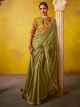 Classic Green Stunning Embroidered Silk Saree