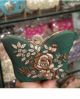 Green Butterfly Shaped Hand Embroidered Clutch