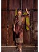 Brown pure viscose velvet with embroidery suit