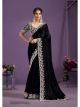 Black Two Tone Satin Silk Wedding Saree