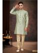 Green Marcuri Jacquard Indo-Western for Men