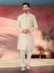 Cream Silk Nawabi Indo Western Sherwani