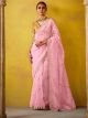 Baby Pink Embroidered Silk Saree
