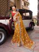 Raisin Yellow Heavy Embroidered Saree