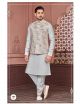 Grey Designer Kurta Pajama Jacket Set