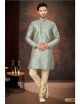 Green Marcuri Jacquard Indo-Western for Men