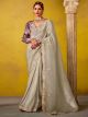 Grey Elegant Embroidered Silk Saree