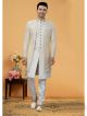 Cream Art Silk Indo-Western Sherwani