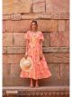 Orange Viscose Chiffon Gown