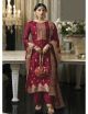 Maroon Viscose Silk Jacquard Suit