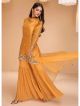 Mustard Pure Organza Silk Gharara Suit