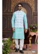 Sky Blue 3 Pcs Jacket Set For Men