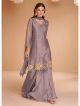 Mauve Pure Organza Silk Gharara Suit