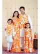 Elegant Orange and White Family Matching Dresses Combo