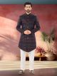 Blue Velvet Nawabi Indo Western Sherwani