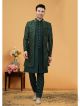 Dark Green Art Silk Indo-Western Sherwani