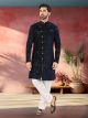 Blue Velvet Nawabi Indo Western Sherwani