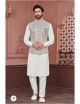 White Designer Kurta Pajama Jacket Set