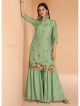 Pista Green Pure Organza Silk Gharara Suit