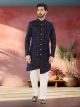 Blue Velvet Nawabi Indo Western Sherwani