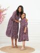 'Purple Ditsy' Tiered Mom And Daughter Cotton Dresses