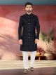Blue Velvet Nawabi Indo Western Sherwani